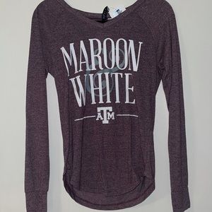 TEXAS A&M maroon & white Long Sleeve